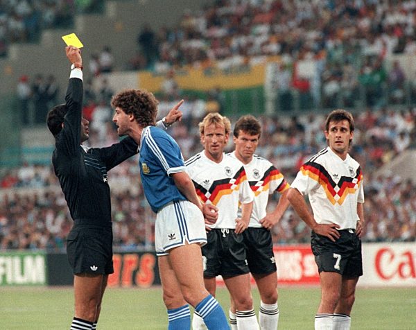 Soccer World Cup Final 1990: Argentina vs Germany - Dezotti is booked