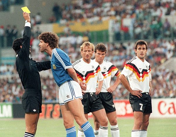 Soccer World Cup 1990: Germany vs Argentina - Yellow card for Gustavo Dezotti