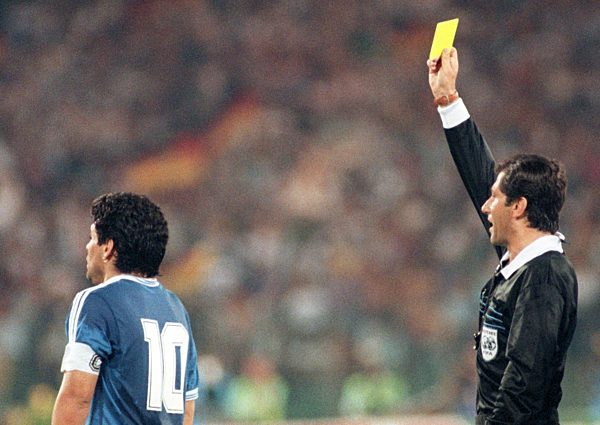 Soccer World Cup 1990: Germany vs Argentina - Yellow card for Maradona