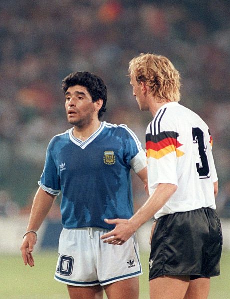 Soccer World Cup 1990: Germany vs Argentina - Maradona and Brehme
