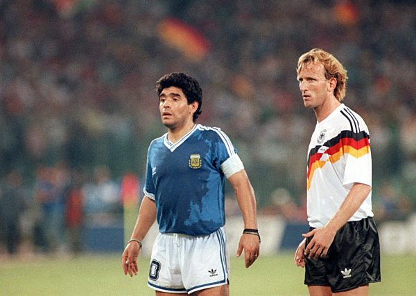 Soccer World Cup 1990: Germany vs Argentina - Maradona and Brehme