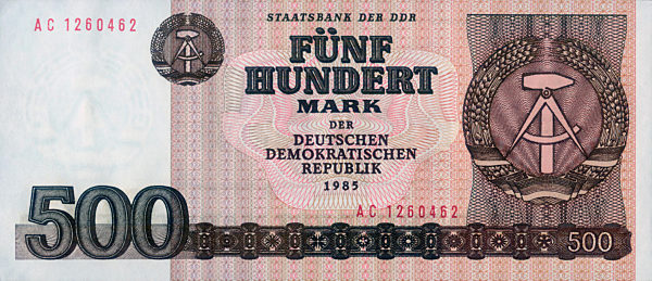 DDR- Geld - Fünfhundert Mark (nicht im Umlauf)