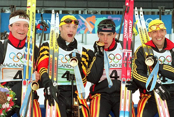 Nagano: Die deutsche Biathlon-Staffel der Männer