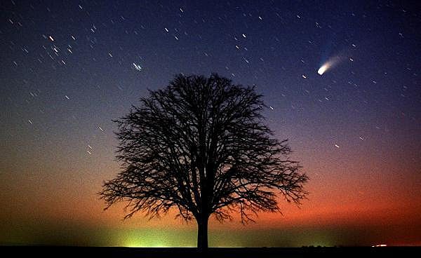 "Stilleben" mit Komet - Hale-Bopp am Abendhimmel