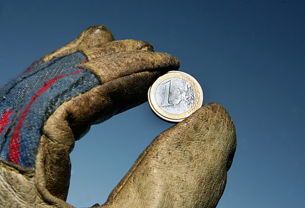 Eine Hand in einem Arbeitshandschuh hält am Dienstag (05.12...