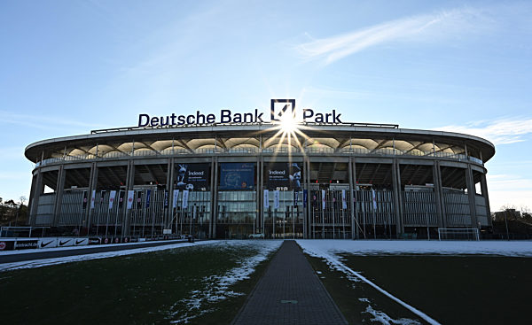 Aussenansicht des Deutsche Bank Park Stadions von Eintracht Frankfurt fotografiert am 14.02.21 in Frankfurt gegen den 1 FC Köln.