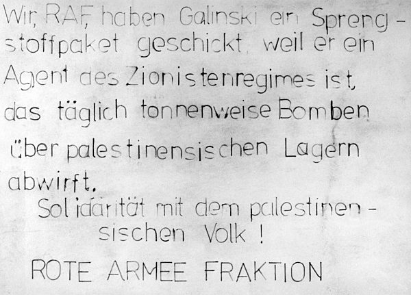 Claim of responsibility of the Red Army Faction
