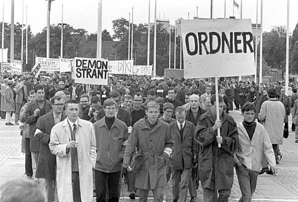 Many stewards during student demonstration in Berlin