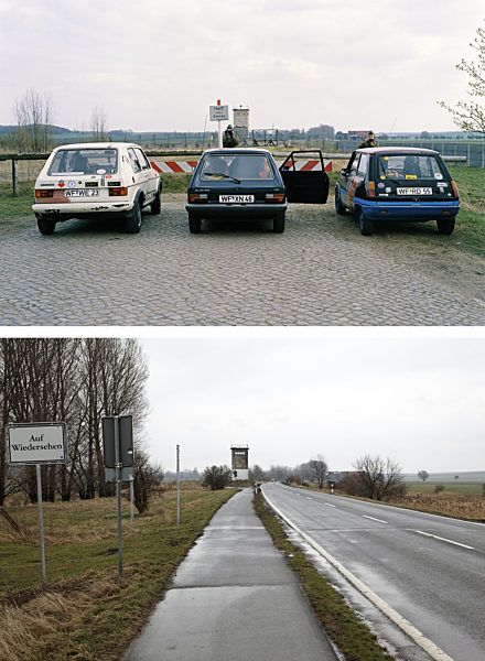 Die zweiteilige Bildkombo zeigt drei Autos...