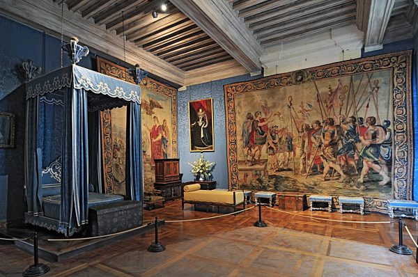 Interior of Chateau de Chambord royal medieval french castle Loire Valley...