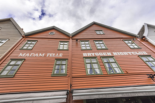 Alte hanseatische Gebäude von Bryggen in Bergen, Norwegen