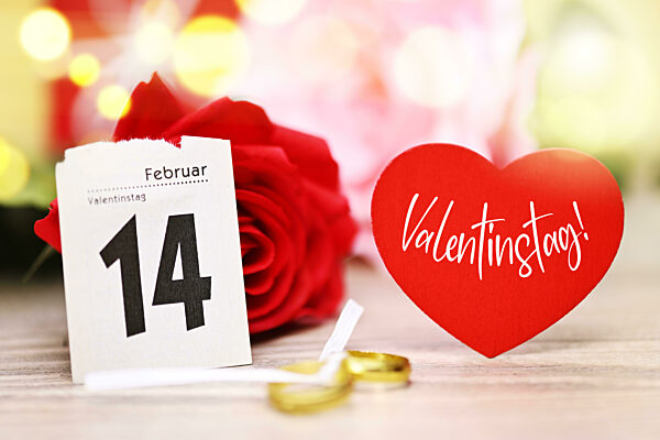 February 14 Calendar Page, Red Roses And Heart With Inscription Valentine's Day