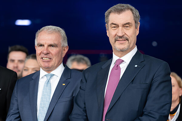100-year Anniversary Of The Lufthansa Group At Flughafen München. Dr. Markus Söder (Minister-President, Bayern, CSU) And Carsten Spohr (Lufthansa, Member Of The Executive Board, Chairman Of The Executive Board)