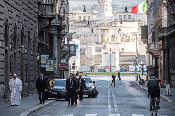 March 15,2020 : Pope Francis visits the church of San Marcello al Corso in Rome