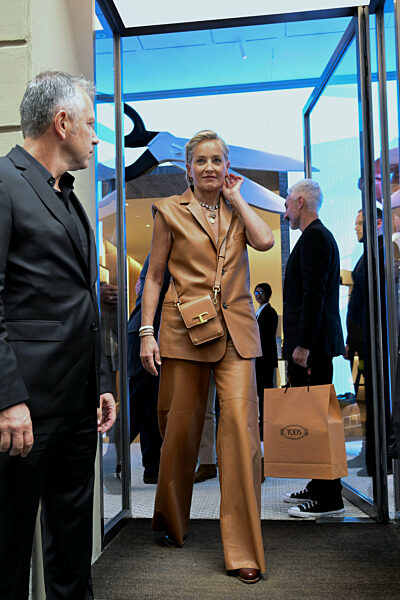 Milan, Milan Fashion Week, Sharon Stone leaving the TodÃs boutique in via Montenapoleone