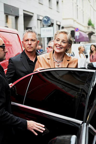 Milan, Milan Fashion Week, Sharon Stone leaving the TodÃs boutique in via Montenapoleone