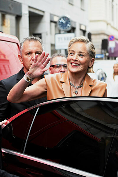 Milan, Milan Fashion Week, Sharon Stone leaving the TodÃs boutique in via Montenapoleone