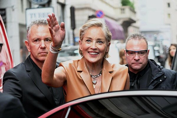 Milan, Milan Fashion Week, Sharon Stone leaving the TodÃs boutique in via Montenapoleone