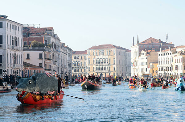 Water procession of the Pantegana Venice Carnival 28 January 2024