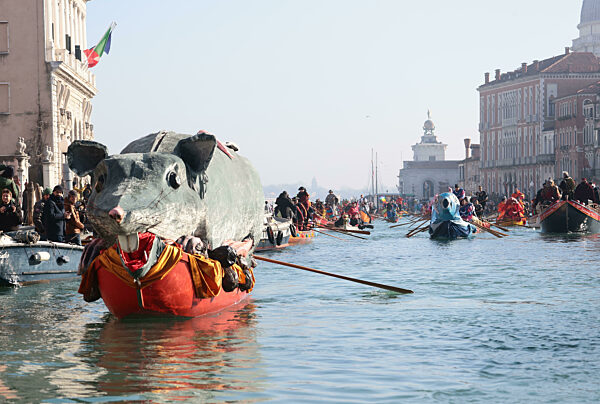 Water procession of the Pantegana Venice Carnival 28 January 2024