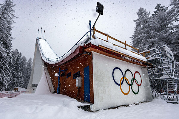 Cortina, Milan Cortina 2026 Olympic Games, Cortina Olympic Ski Jump with snow