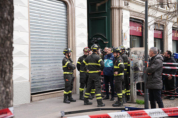 Milan, Minister Matteo Salvini at the scene of the tram accident on Via Vittorio Veneto, which left two dead and many injured.