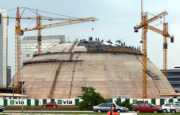 Die Baustelle der Nationalbibliothek in Brasilia