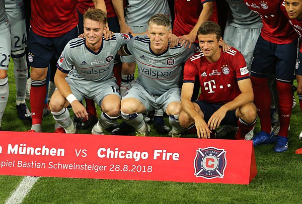 Sport, firo , Fussball , Fuvüball,
Mvºnchen ,  28.08.2018, FC Bayern Mvºnchen - Chicago Fire Abschiedsspiel Bastian Schweinsteiger