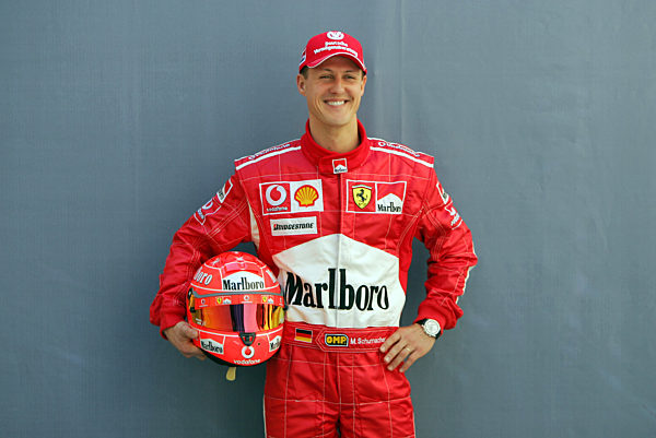 German Formula One driver Michael Schumacher of Ferrari poses for...