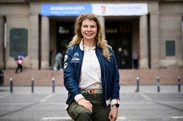 Astronautin Rabea Rogge besucht Freiheitsglocke