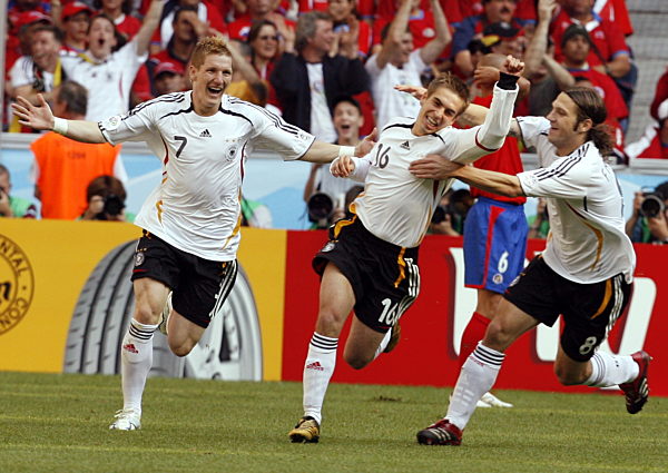 German players (L-R) Bastian Schweinsteiger...