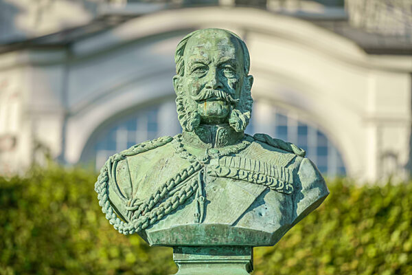 Büste Kaiser Wilhelm I., Villa Staudt, Delbrückstraße, Heringsdorf, Usedom, Mecklenburg-Vorpommern, Deutschland