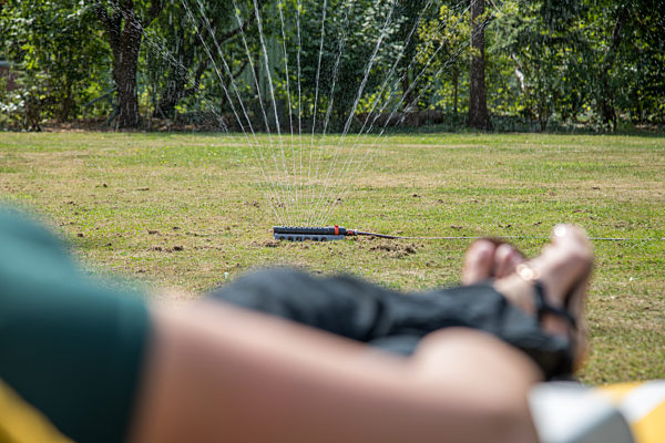 Lawn sprinklers in the garden