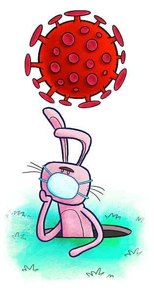 Hase im Loch mit Virus