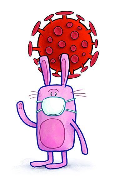Osterhase mit Virus und Atemschutzmaske