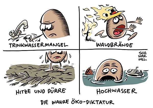 Klimawandel : Trinkwassermangel Waldbraende Hitze Duerre Hochwasser