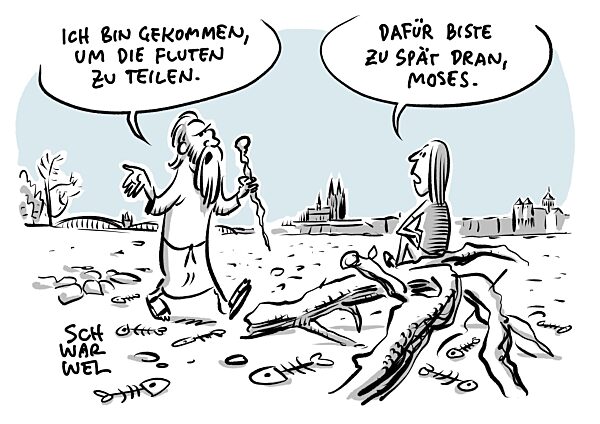 Duerre in Deutschland: Fluesse trocknen aus Rhein-Pegel unter null