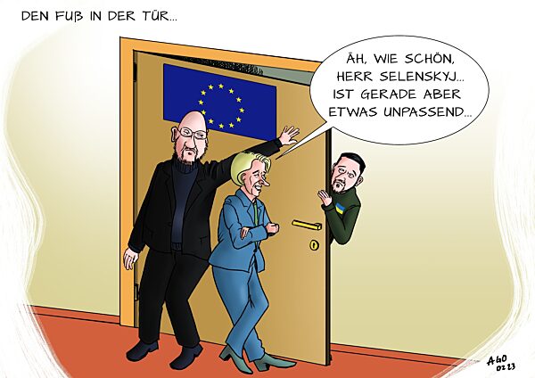 Einen Fuss in der Tuer