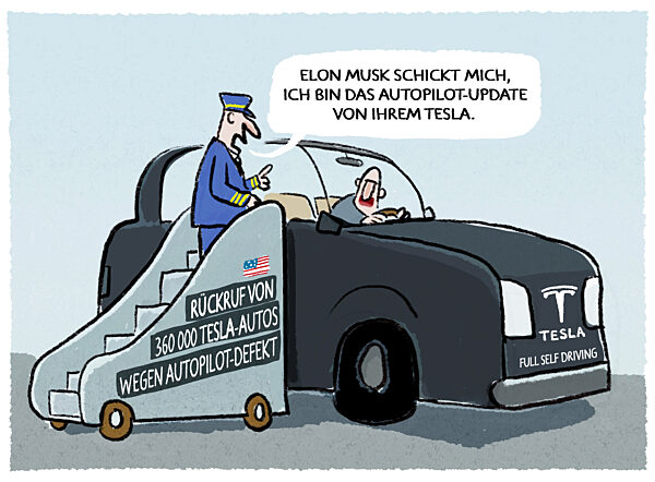 Massenhafter Rueckruf von Tesla-Fahrzeugen wegen defekter Software