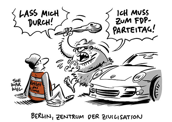 Lindner auf FDP-Parteitag Berliner Autofahrer gehen auf Klimakleber los