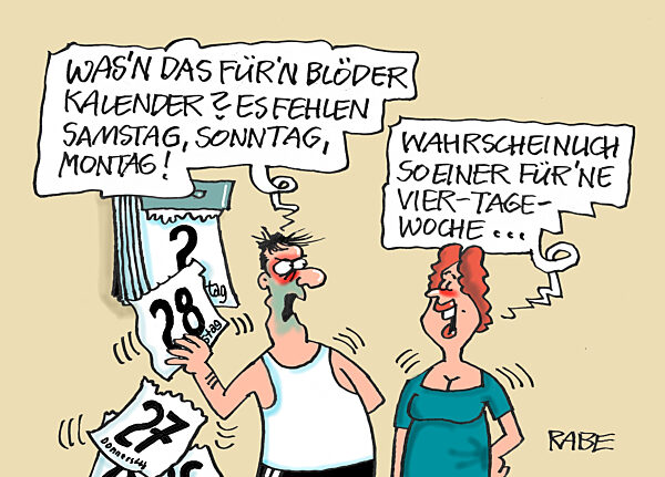 Abrisskalender Vier Tage Woche