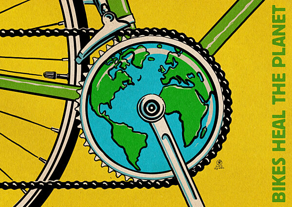 Bikes heal the planet (Querformat)