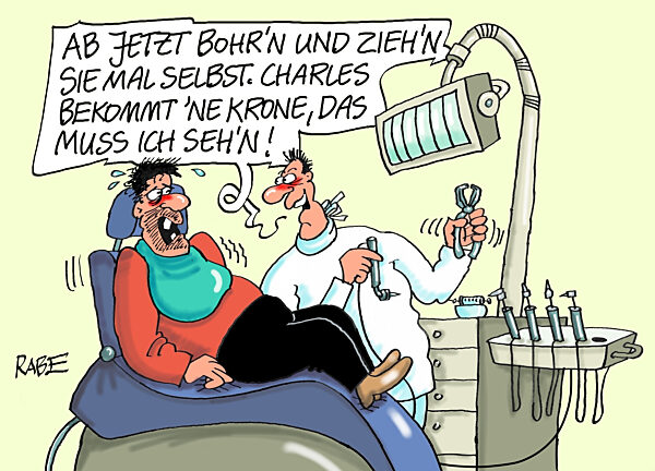 Zahnarzt mit Krone fuer Charles