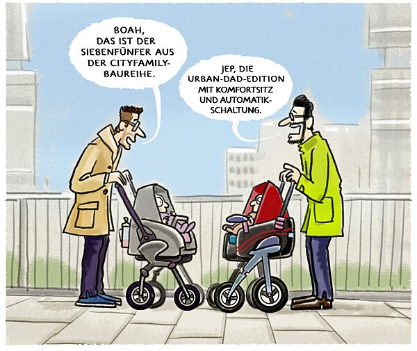 Maenner und Kinderwagen