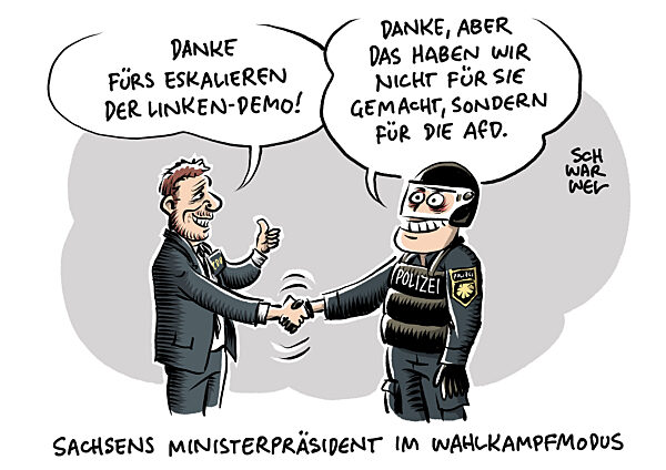 Tag X-Demos in Leipzig : Kritik von Linken an Polizei-Einsatz in Sachsen