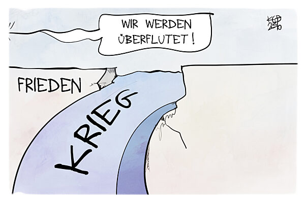 Ueberflutung nach Sprengung des Staudamms in der Ukraine