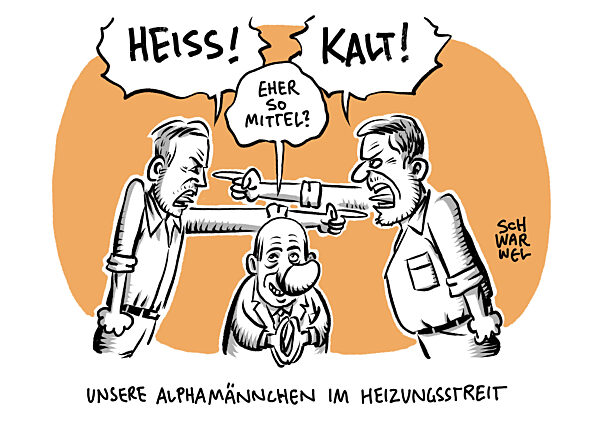 Koalitionsstreit um Gebaeudeenergiegesetz : Scholz Habeck Lindner verhandel