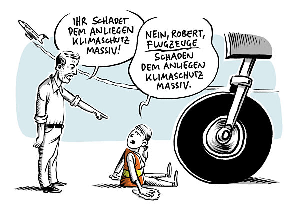 Letzte Generation Klimaaktivisten : Habeck kritisiert Flughafenblockaden