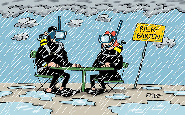 Biergarten unter Wasser