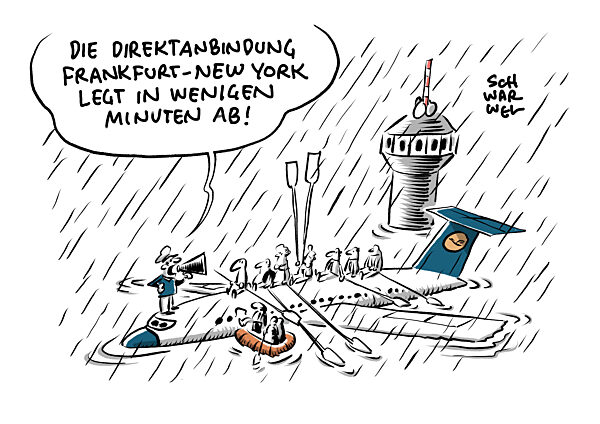 Schwere Unwetter im Rhein-Main-Gebiet : Flughafen Frankfurt ueberschwemmt